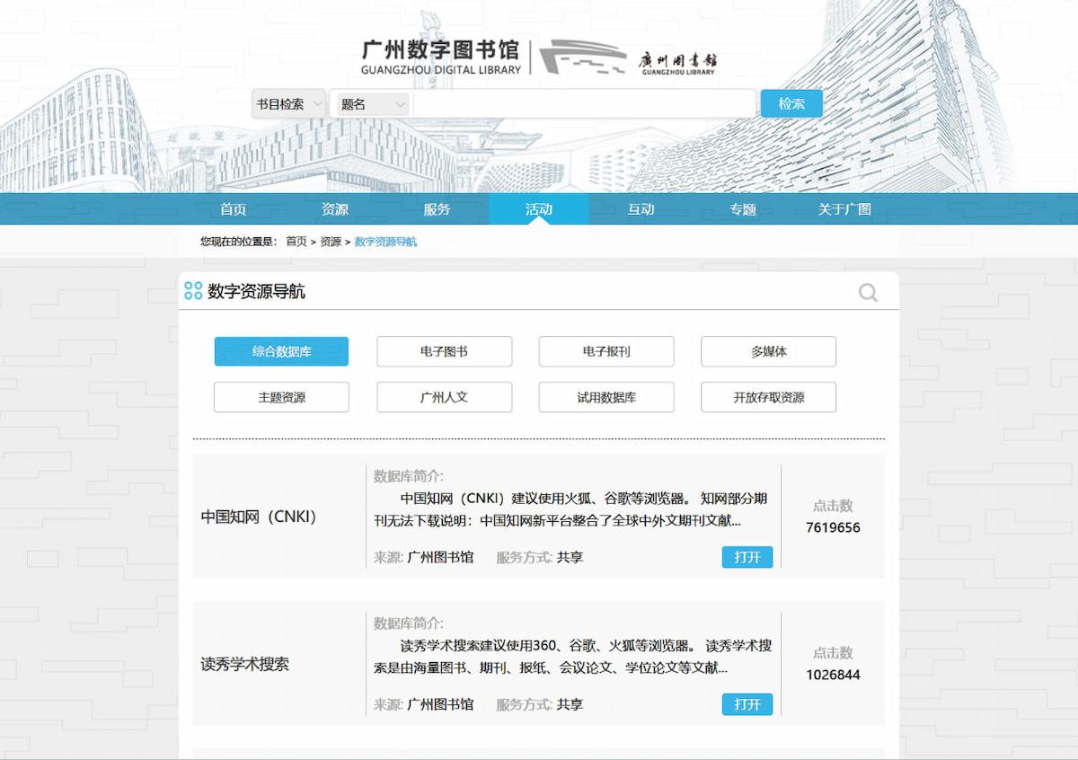 Guangzhou Library Electronic Resources List